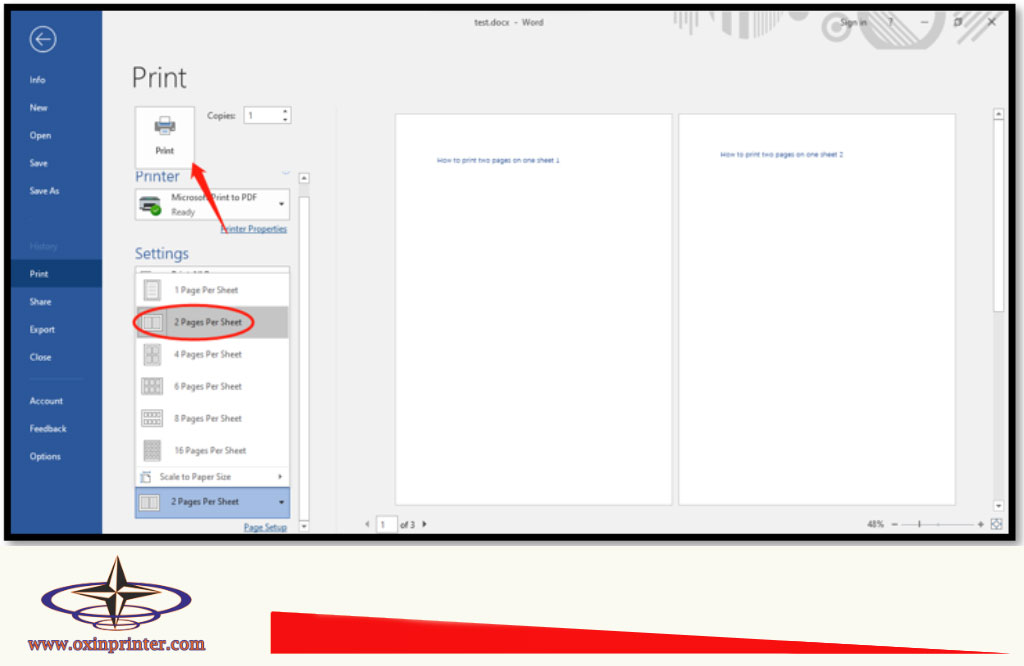 چگونه دو صفحه را در یک صفحه پرینت بگیریم